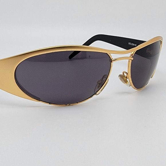 Gucci GG2381/S 032 Gold Black Frame Grey Lens Aviator Sunglasses w/ Case Italy - Picture 7 of 15